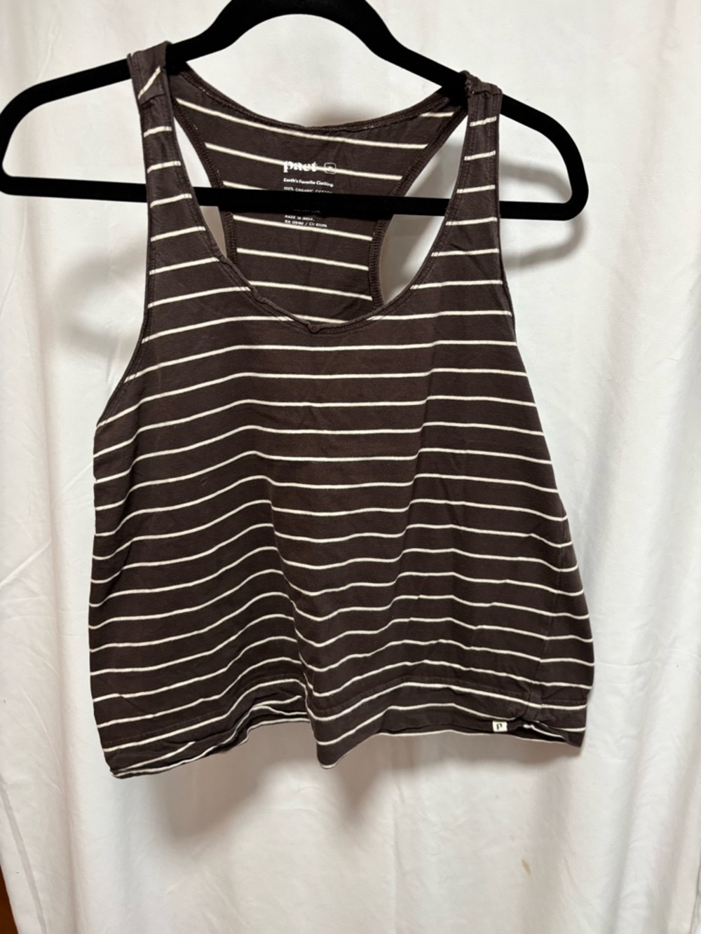 Pact Brown and Cream Striped organic cotton pajamas M - Picture 4 of 9